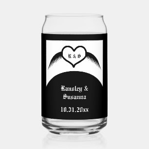 Mariage gothique cœur ailé monogrammé personnalisé