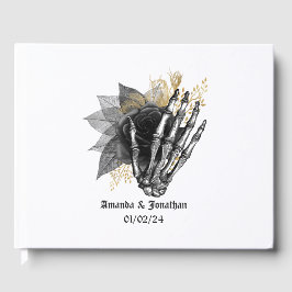 Mariage gothique Floral Noir et Or Livre d'or