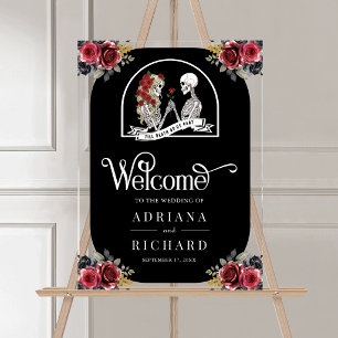 Mariage gothique Squelette Roses rouges noires Bie