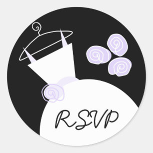Mariage Gown Purple 'RSVP' autocollant rond