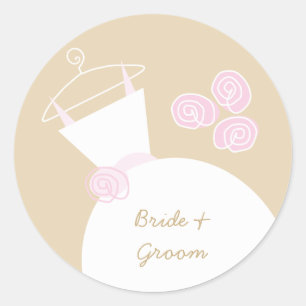 Mariage Gown rose Beige 'Names' autocollant rond