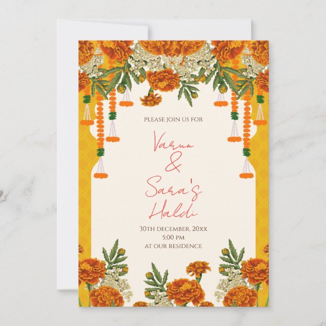 Mariage Haldi invitation Digital Haldi invitations (Devant)