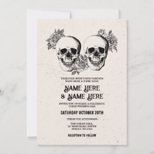 Mariage Halloween crâne gothique Invitation Vintag
