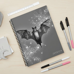 Mariage Halloween noir chauve-souris et diamants