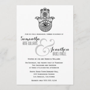 Mariage Hamsa Hand Reheasal Dîner Invitation