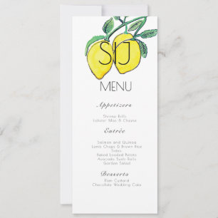 Mariage Hand Watercolor Lemon Bunch Diner Menu
