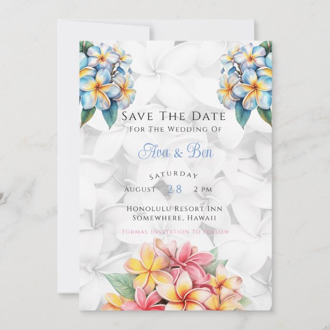 Mariage hawaïen Frangipani Enregistrer La Carte Da (Devant)