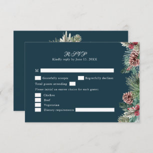 Mariage hiver verdure carte RSVP