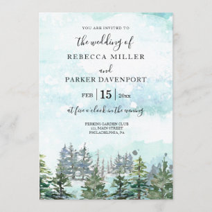 Mariage hivernal pins invitation enneigée