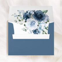 Mariage Imprimé Floral Bleu Poussiéreux et Nuit