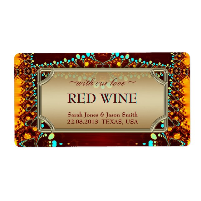 Mariage indien exotique Étiquettes de vin (Devant)
