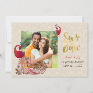 Mariage indien hindou paon Save the Date