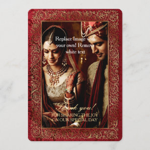 Mariage indien rouge - Carte de remerciements