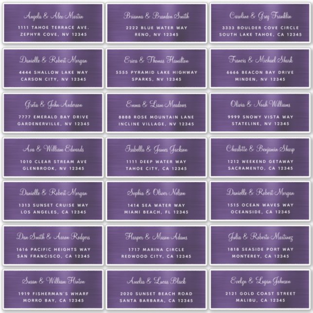 Mariage individuel  violet foncé Étiquettes de adr (Devant)