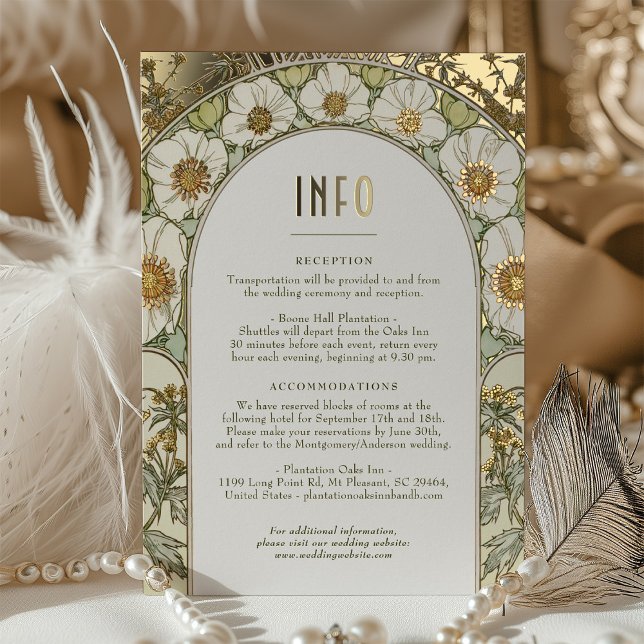 Mariage Insérer carte INFO Vintage Art Nouveau Muc (Créateur téléchargé)
