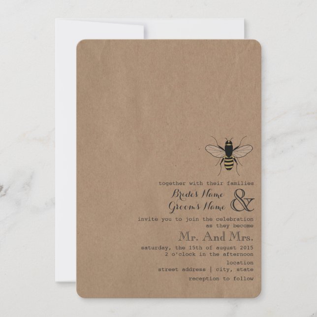 Mariage inspiré de carte d'abeille de miel (Devant)