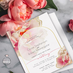 MARIAGE Invitation de pivoine de Rose de corail
