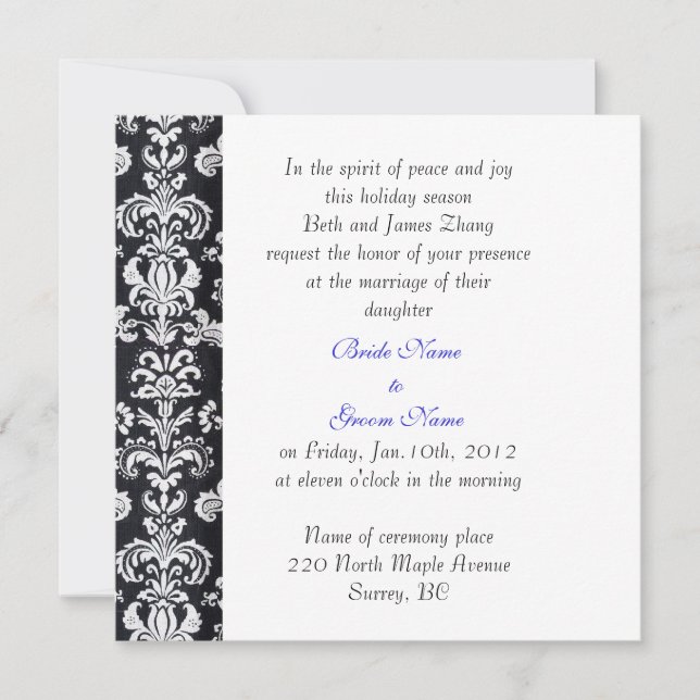 mariage, invitation des parents de la mariée. (Devant)