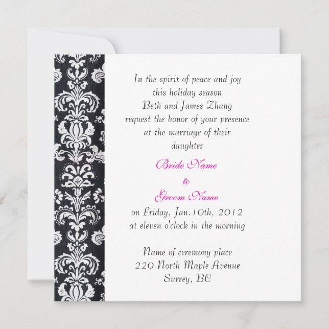 mariage, invitation des parents de la mariée. (Devant)