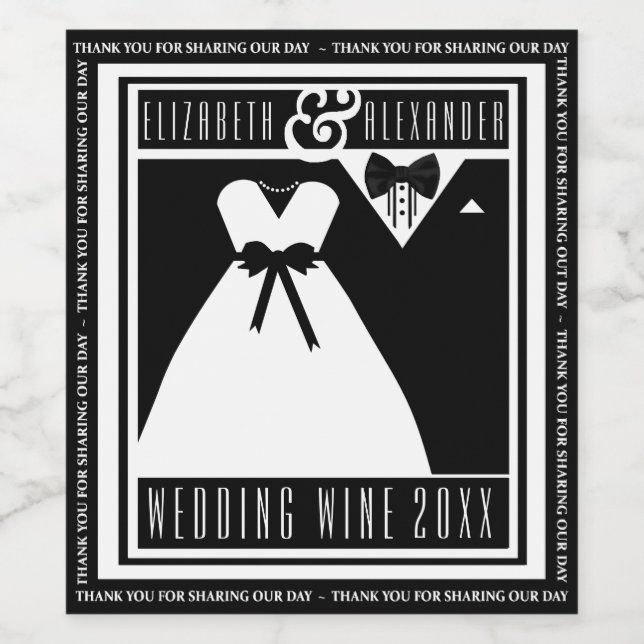 Mariage Invité Favoriser Vin bouteille Étiquette P (Étiquettes simples)