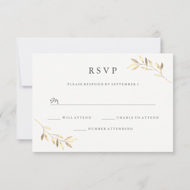 Mariage Jardin Feuille d'or RSVP (Devant)