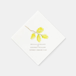 Mariage jaune saule catkins serviettes en papier