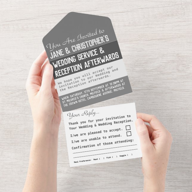 Mariage Jour tout en une invitation (Déchirure)