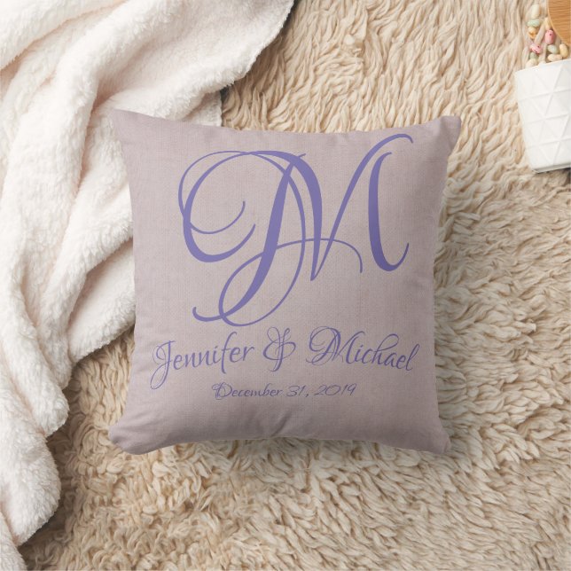 Mariage Keepsaké Dusty Pink Monogram Coussin (Couverture)