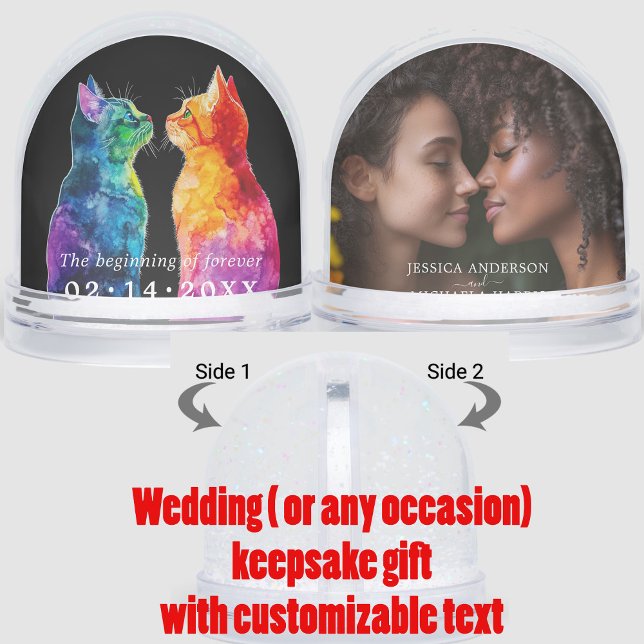 Mariage keepsaké Purrparfaitement à vous : Un amou (Wedding keepsake Purrfectly Yours: A Rainbow Love Snow Globes)