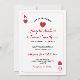 Mariage King Queen Hearts Jouer Carte Ace Invitati