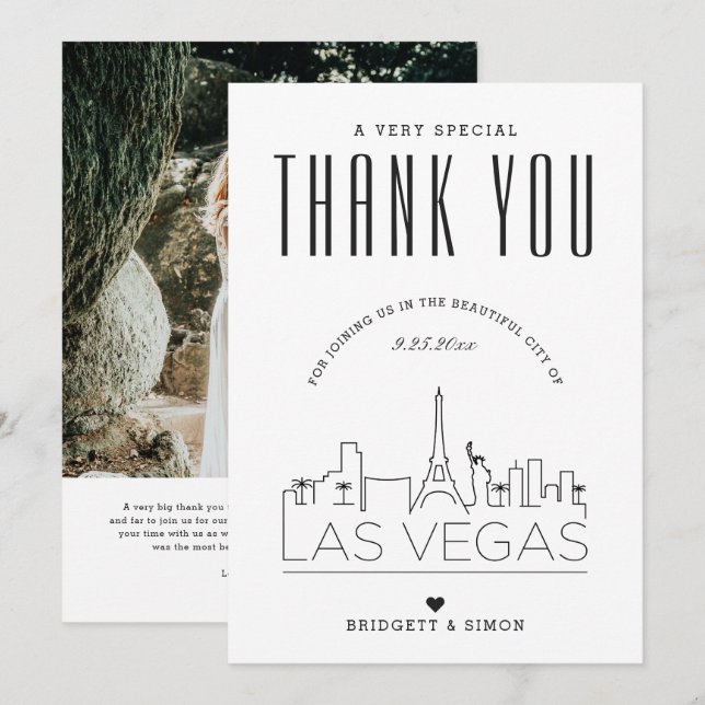 Mariage Las Vegas | MERCI + CARTE PHOTO (Devant / Derrière)