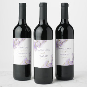 mariage lavande en marbre doré Étiquette à vin