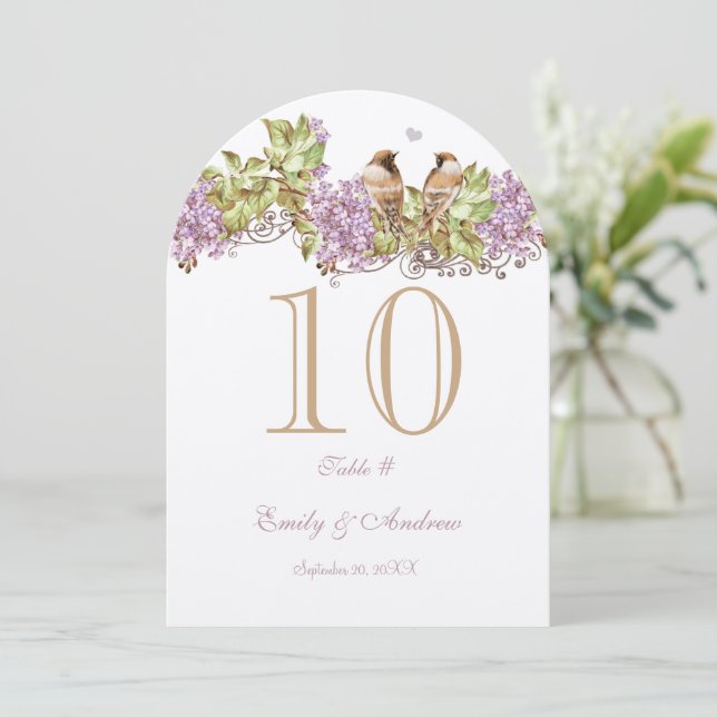 Mariage Lavender Lilac Inséparable Numéro de table (Debout devant)