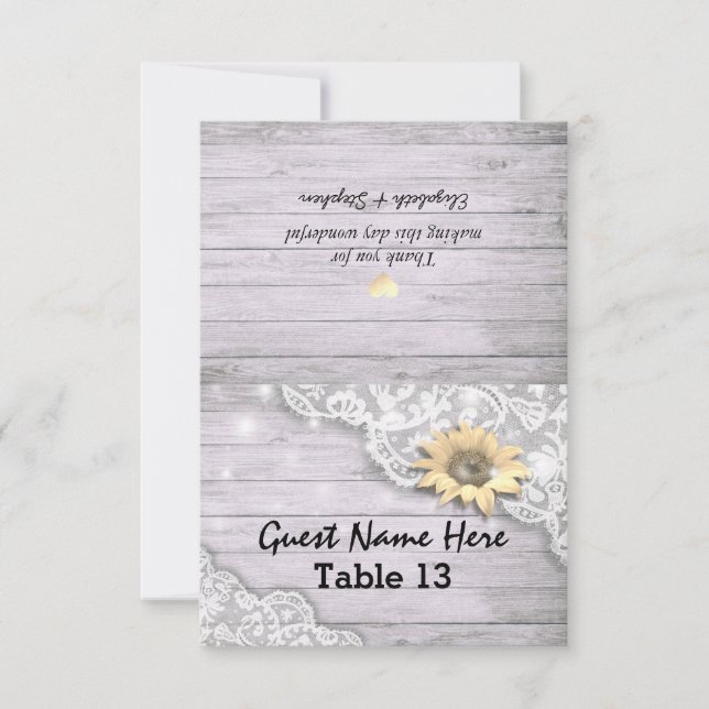 Mariage Lieu Numéro de table Dentelle Tournesol Bo (Devant)