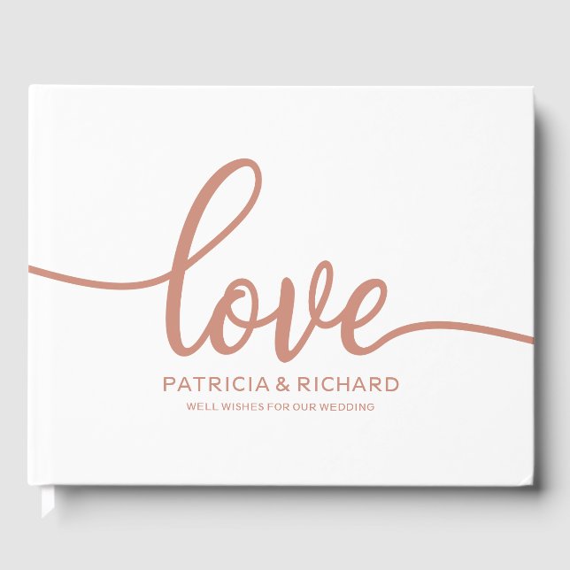 Mariage Livre d'invité Rose Gold Chic Script (Recto)