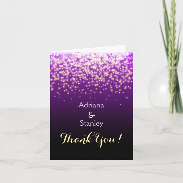 Mariage lumières scintillantes violettes Merci (Devant)