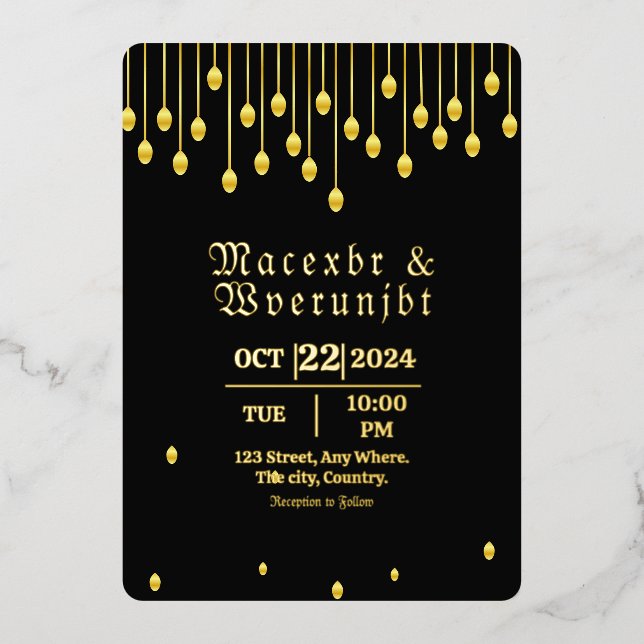 Mariage Luxe Invitation Gold Foil Modèle (Recto)