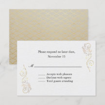 Mariage luxueux luxueux et sophistiqué en or RSVP