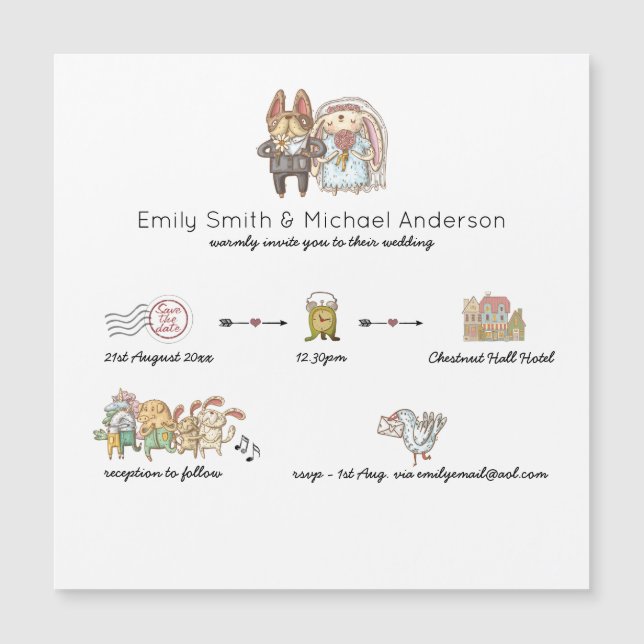 MARIAGE MAGNETIC Timeline Doodart Invitations (Devant)