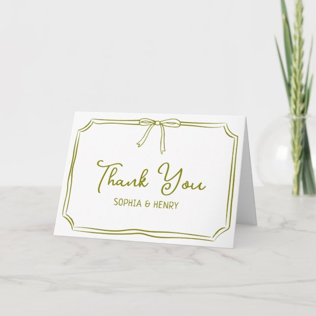Mariage manuscrit Merci Cartes Elegant Bow (Devant)