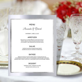 Mariage Menu argent glam métallique élégant