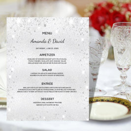 Mariage Menu argent parties scintillant métallique