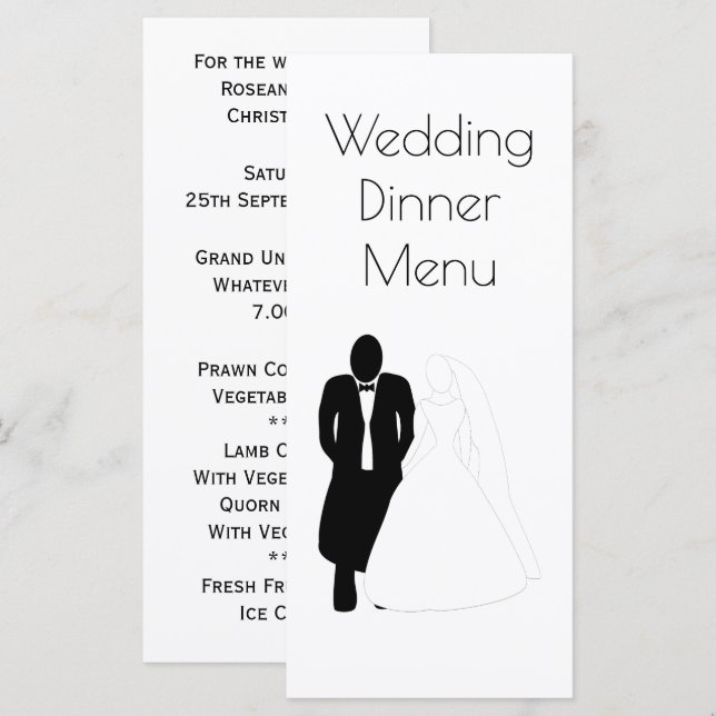 Mariage Menu Bride Salle (Devant / Derrière)