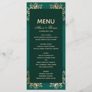Mariage Menu Herbe d'or émeraude