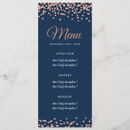 Mariage Menu Rose Gold Faux Parties scintillant Co