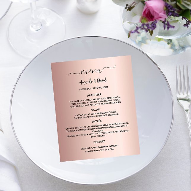 Mariage Menu rose or élégant (Créateur téléchargé)