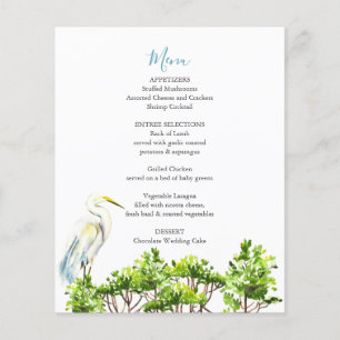 Mariage Menus Elégant Grand Héron Blanc Mangroves