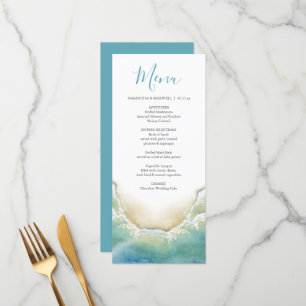 Mariage Menus Watercolor Beach Seashore