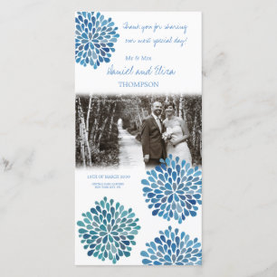 Mariage Merci Blue Watercolor Dahlias