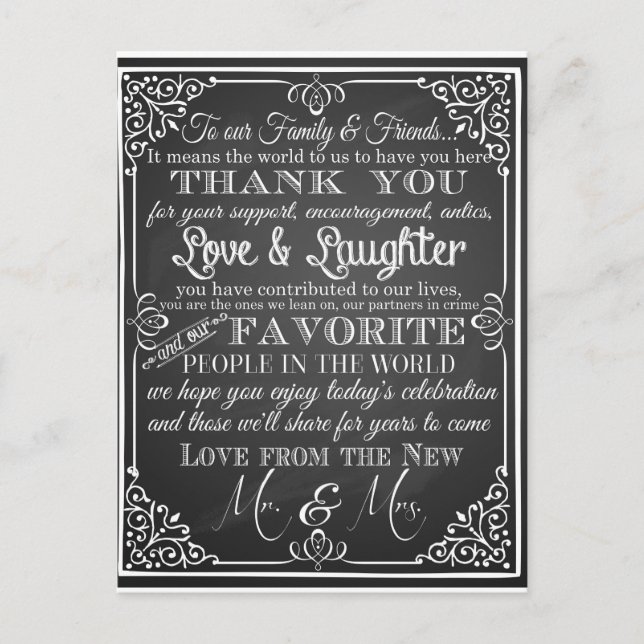 Mariage merci carte postale (Devant)